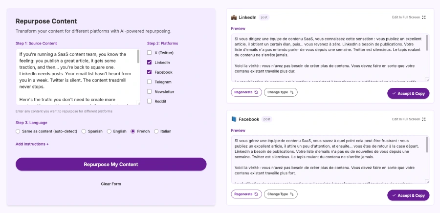 RePurpose.ws repurposing result